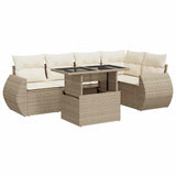 Salon de jardin avec coussins 6 pcs beige résine tressée