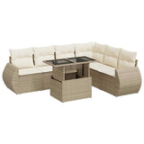 Salon de jardin avec coussins 7 pcs beige résine tressée