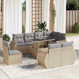 Salon de jardin avec coussins 9 pcs beige résine tressée