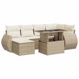 Salon de jardin avec coussins 7 pcs beige résine tressée