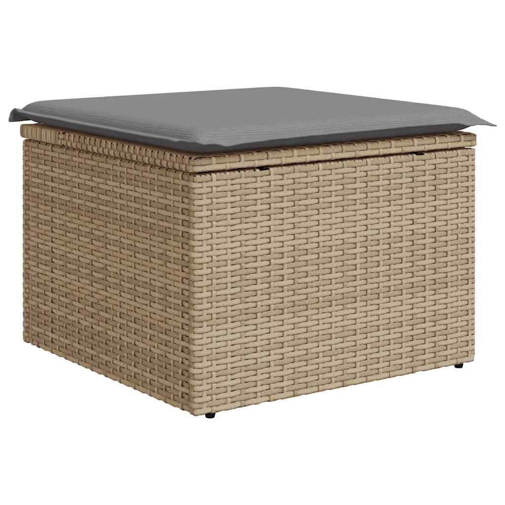 Salon de jardin avec coussins 7 pcs beige résine tressée