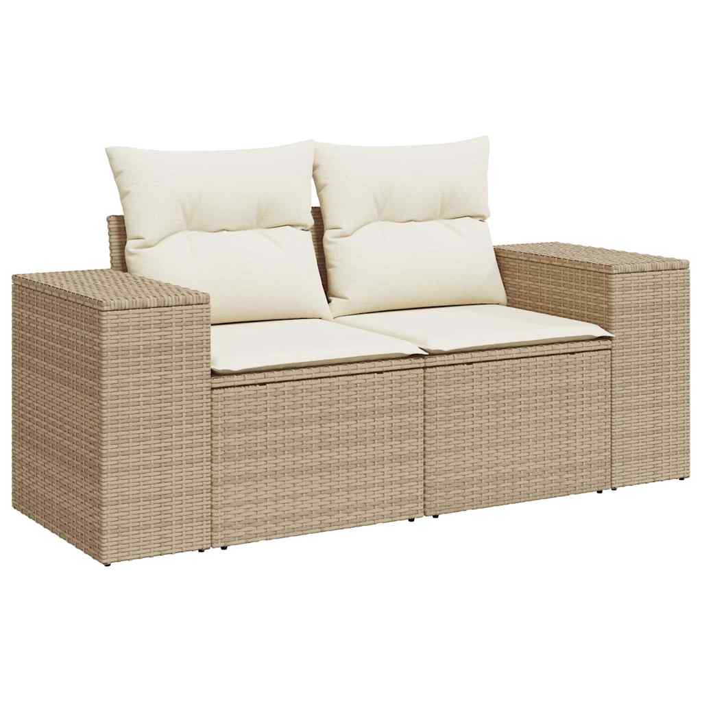 Salon de jardin avec coussins 5 pcs beige résine tressée