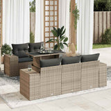 Salon de jardin 6 pcs avec coussins gris résine tressée