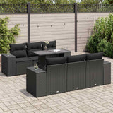 Salon de jardin 7 pcs avec coussins noir résine tressée