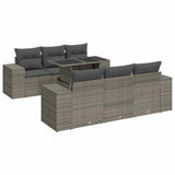 Salon de jardin avec coussins 7 pcs gris résine tressée