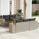 Salon de jardin avec coussins 7 pcs gris clair résine tressée