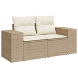 Salon de jardin avec coussins 9 pcs beige résine tressée