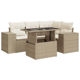 Salon de jardin avec coussins 5 pcs beige résine tressée