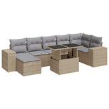 Salon de jardin avec coussins 8 pcs beige résine tressée