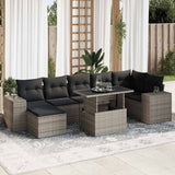 Salon de jardin 8 pcs avec coussins gris résine tressée