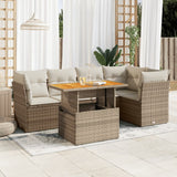 Salon de jardin avec coussins 6 pcs beige résine tressée