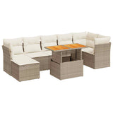 Salon de jardin avec coussins 8 pcs beige résine tressée