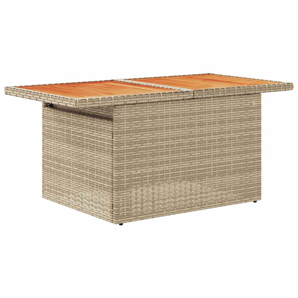 Salon de jardin avec coussins 9 pcs beige résine tressée