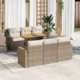 Salon de jardin avec coussins 7 pcs beige résine tressée