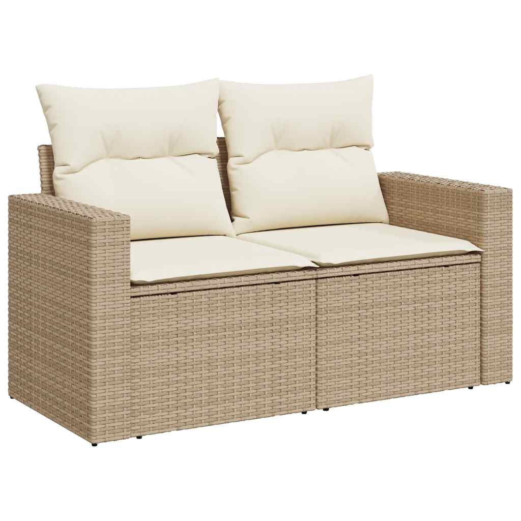 Salon de jardin avec coussins 8 pcs beige résine tressée