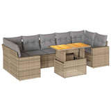 Salon de jardin avec coussins 8 pcs beige résine tressée