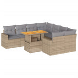 Salon de jardin avec coussins 9 pcs beige résine tressée