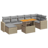 Salon de jardin avec coussins 8 pcs beige résine tressée