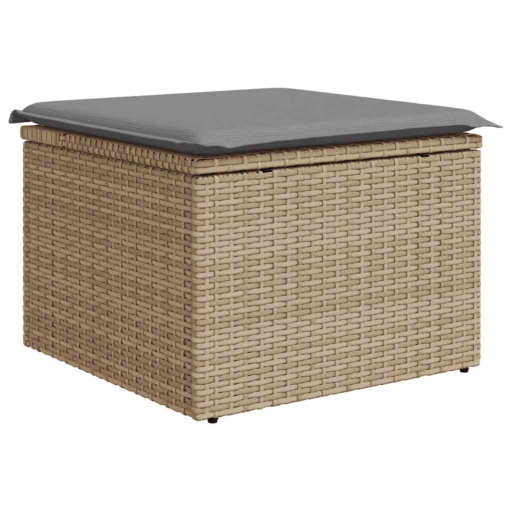 Salon de jardin avec coussins 8 pcs beige résine tressée