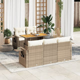 Salon de jardin avec coussins 6 pcs beige résine tressée