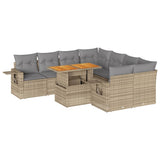 Salon de jardin avec coussins 9 pcs beige résine tressée