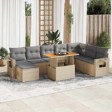 Salon de jardin avec coussins 9 pcs beige résine tressée