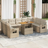 Salon de jardin avec coussins 10 pcs beige résine tressée