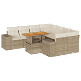 Salon de jardin avec coussins 9 pcs beige résine tressée