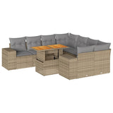 Salon de jardin avec coussins 9 pcs beige résine tressée