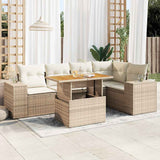 Salon de jardin avec coussins 6 pcs beige résine tressée