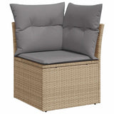 Salon de jardin avec coussins 9 pcs beige résine tressée acacia