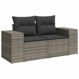 Salon de jardin avec coussins 9 pcs gris résine tressée acacia