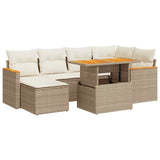 Salon de jardin avec coussins 7 pcs beige résine tressée acacia