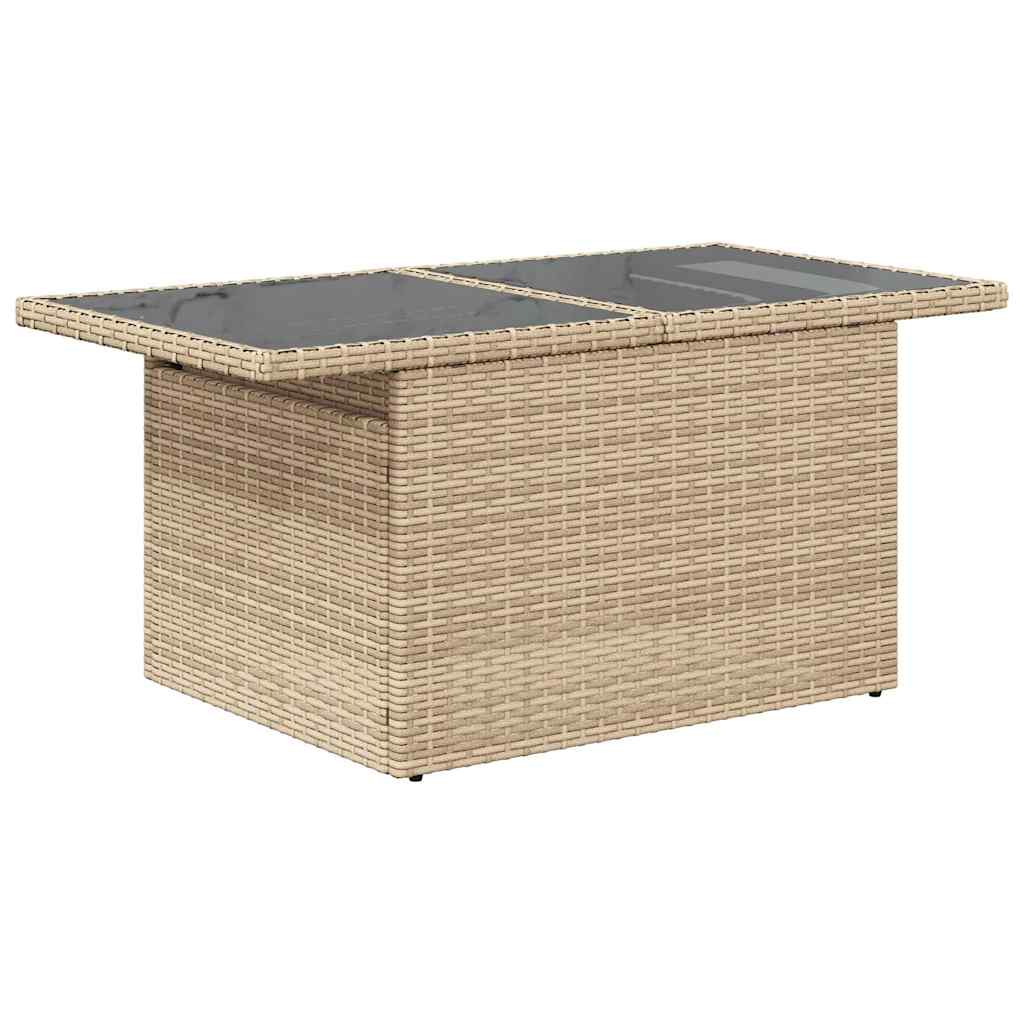 Salon de jardin avec coussins 7 pcs beige résine tressée acacia