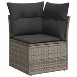 Salon de jardin avec coussins 9 pcs gris résine tressée acacia