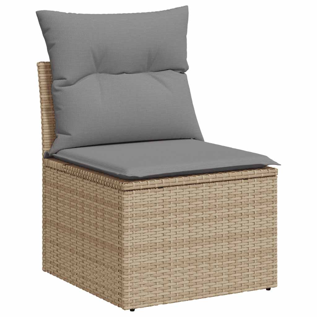 Salon de jardin avec coussins 5 pcs beige résine tressée acacia