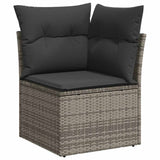 Salon de jardin avec coussins 8 pcs gris résine tressée acacia