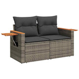 Salon de jardin avec coussins 8 pcs gris résine tressée acacia