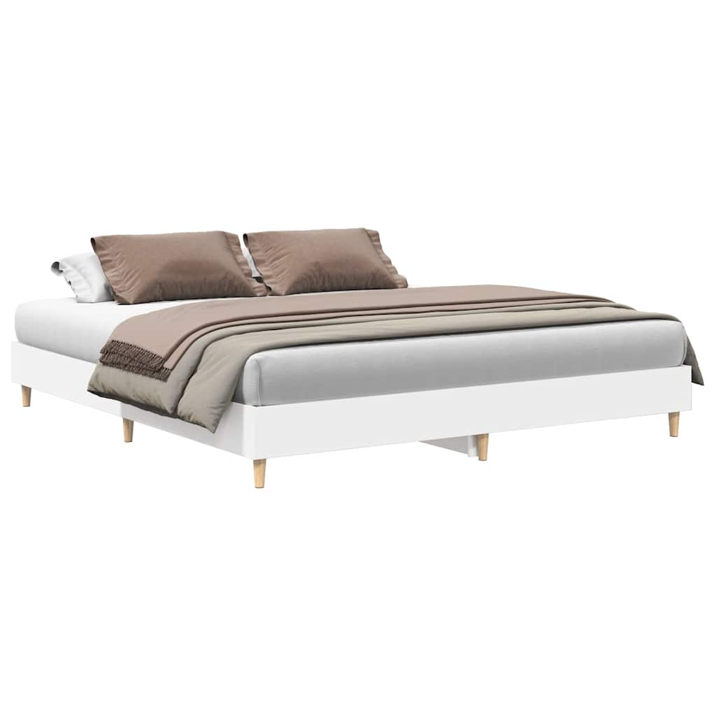 Cadre de lit sans matelas blanc 200x200 cm bois d'ingénierie