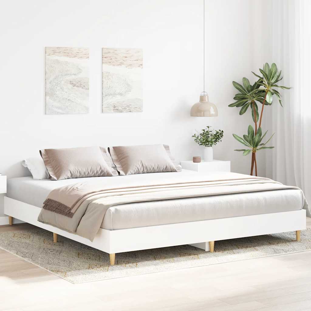 Cadre de lit sans matelas blanc 200x200 cm bois d'ingénierie