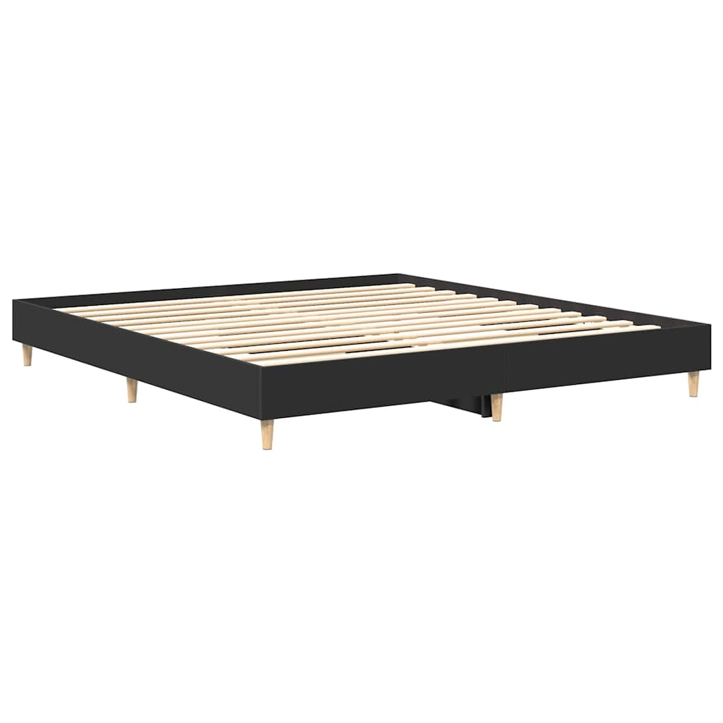 Cadre de lit sans matelas noir 200x200 cm bois d'ingénierie