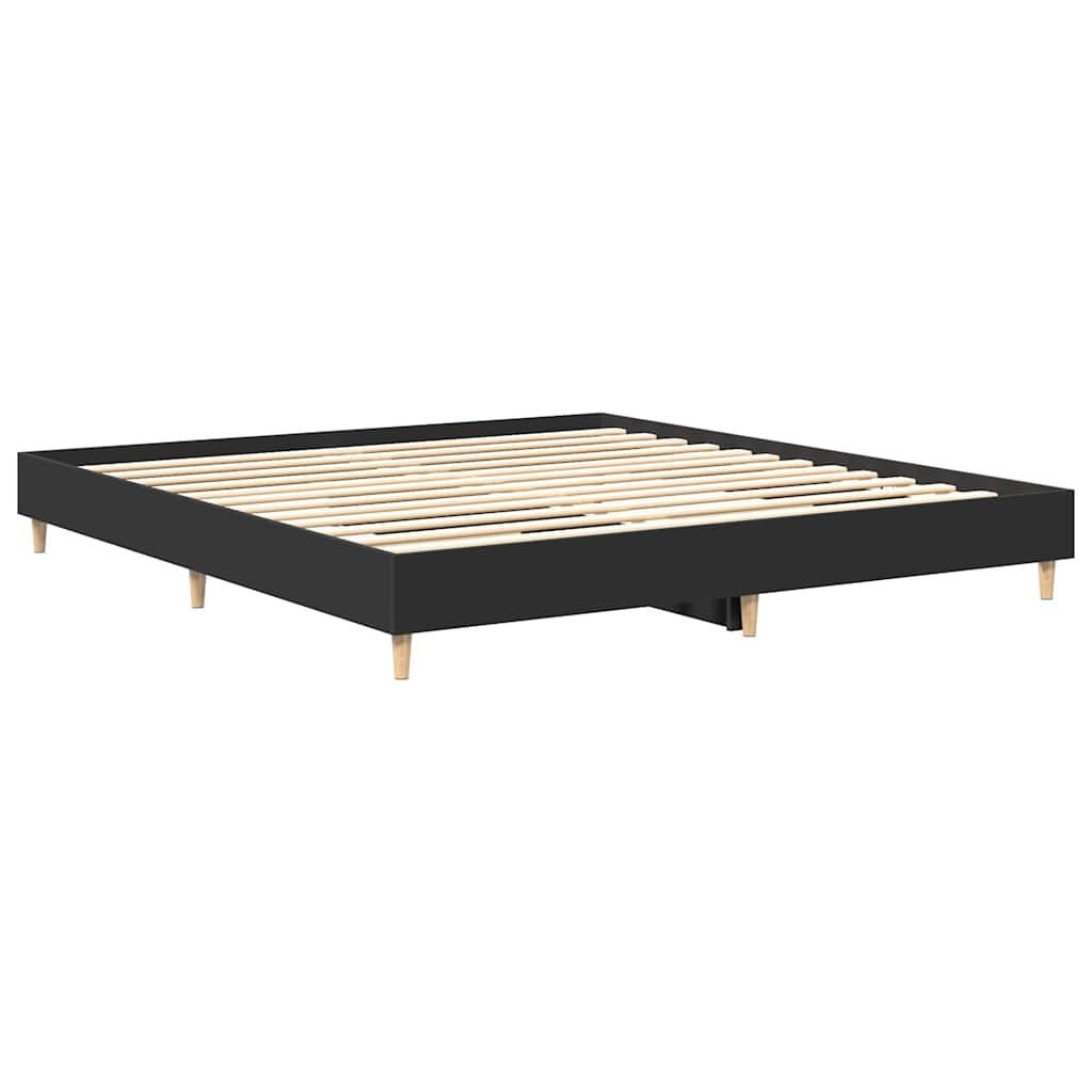 Cadre de lit sans matelas noir 200x200 cm bois d'ingénierie