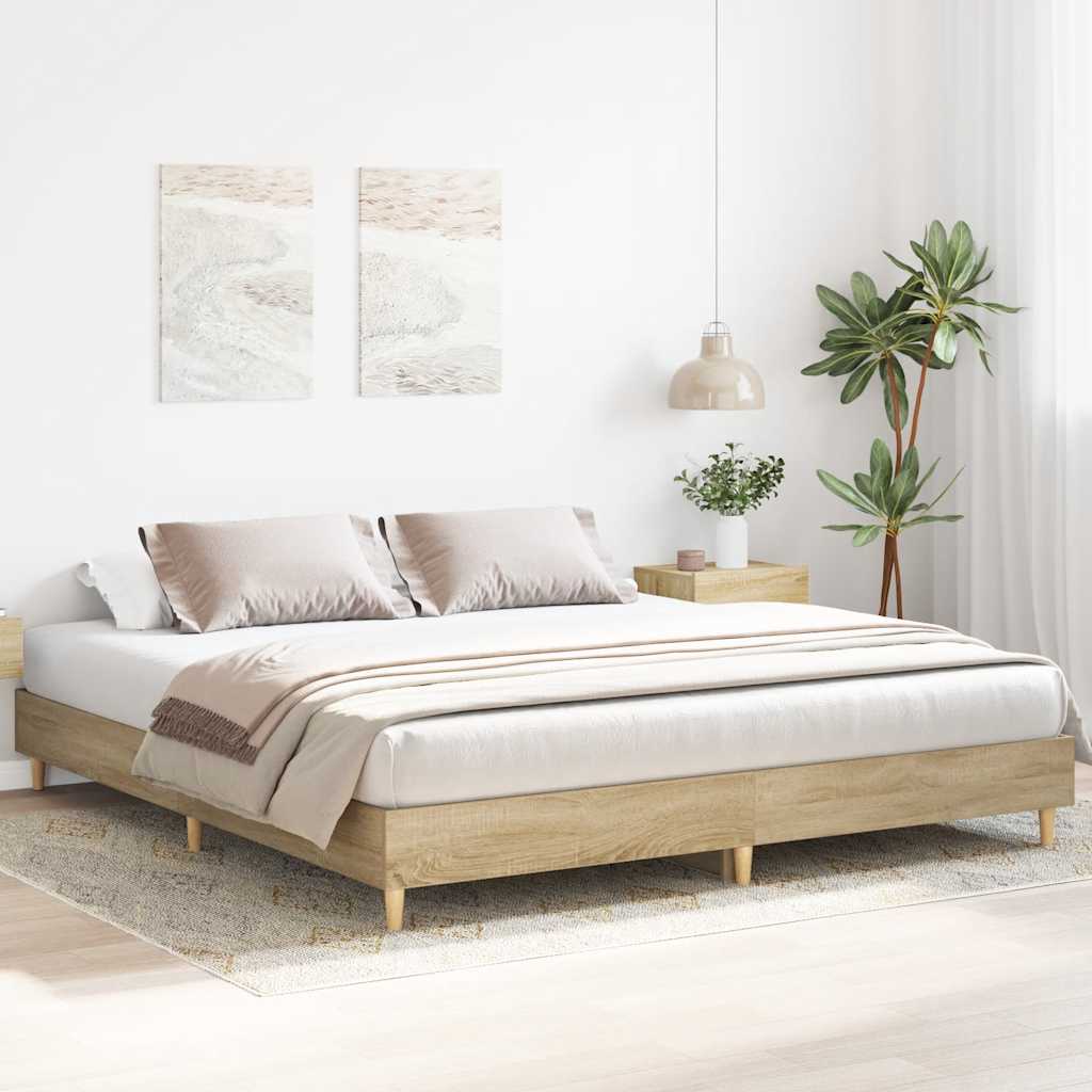 Bed frame without mattress sonoma oak 200x200 cm