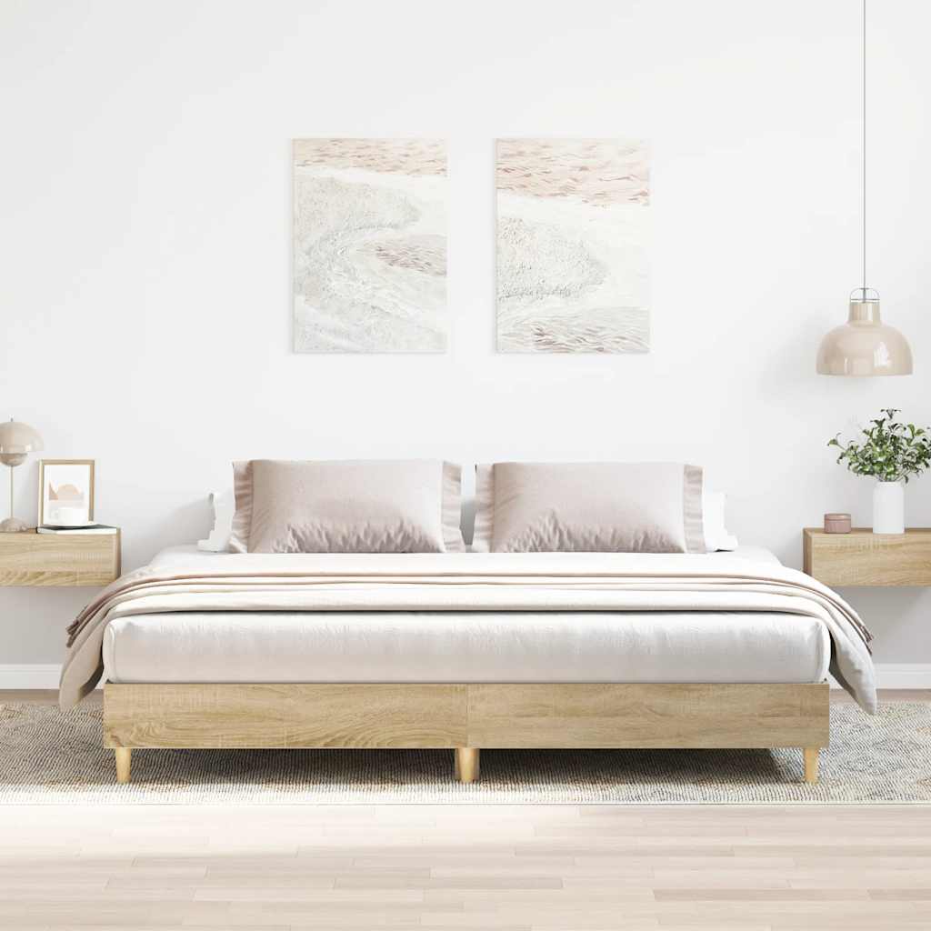 Bed frame without mattress sonoma oak 200x200 cm