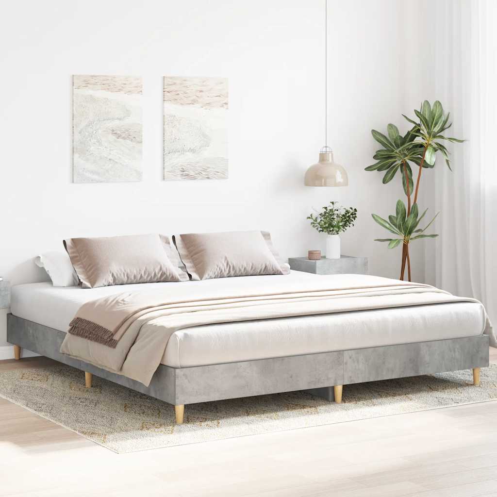 Cadre de lit sans matelas gris béton 200x200 cm bois ingénierie