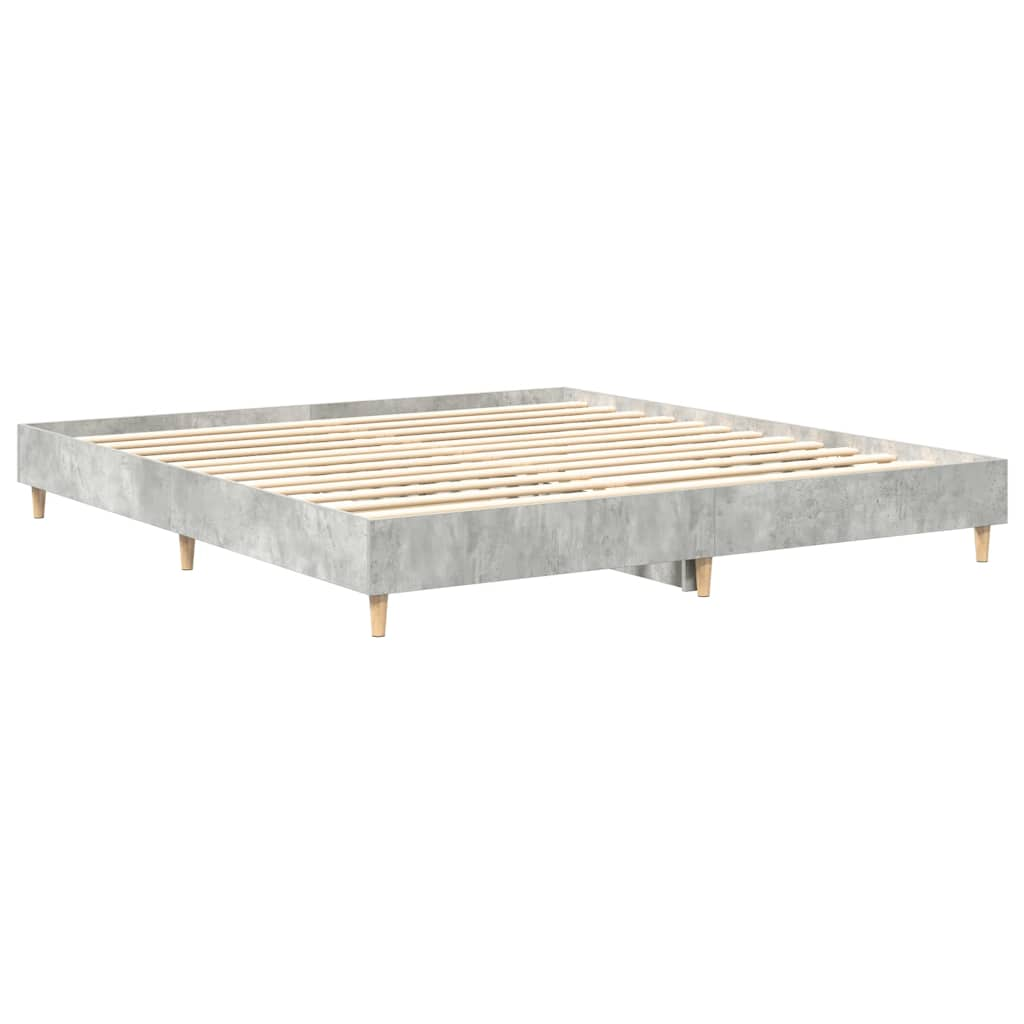 Cadre de lit sans matelas gris béton 200x200 cm bois ingénierie