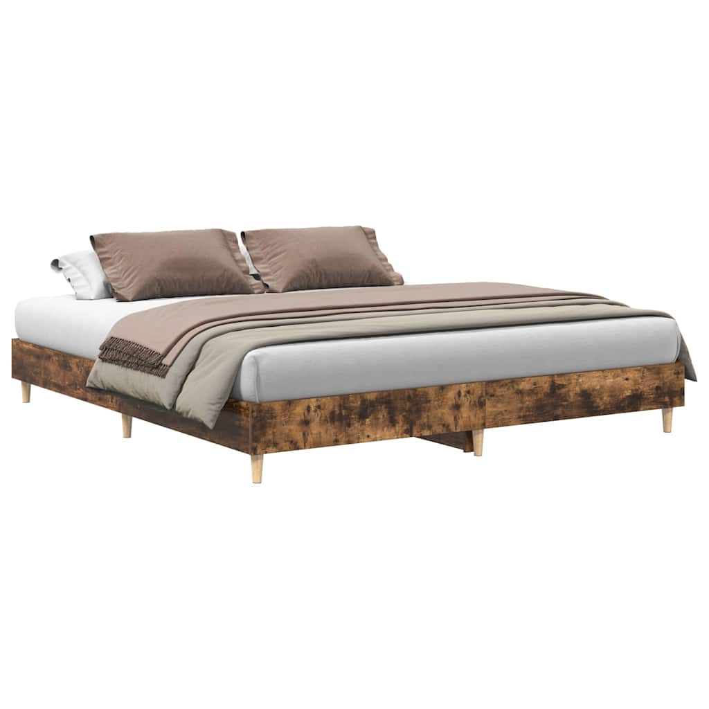 Cadre de lit sans matelas chêne fumé 200x200 cm bois ingénierie