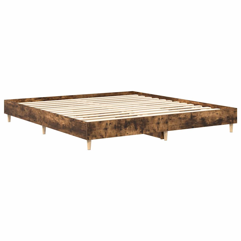 Cadre de lit sans matelas chêne fumé 200x200 cm bois ingénierie