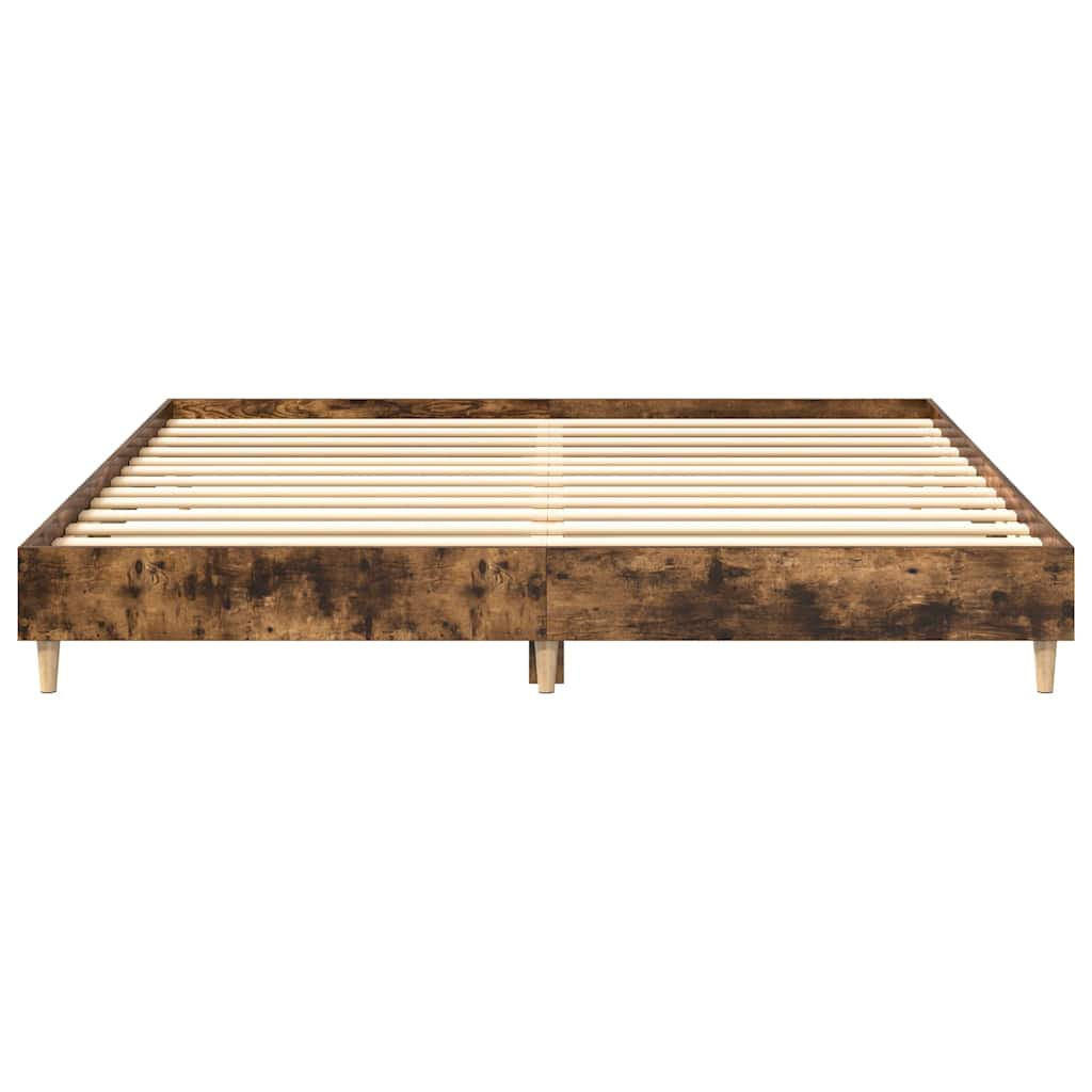 Cadre de lit sans matelas chêne fumé 200x200 cm bois ingénierie