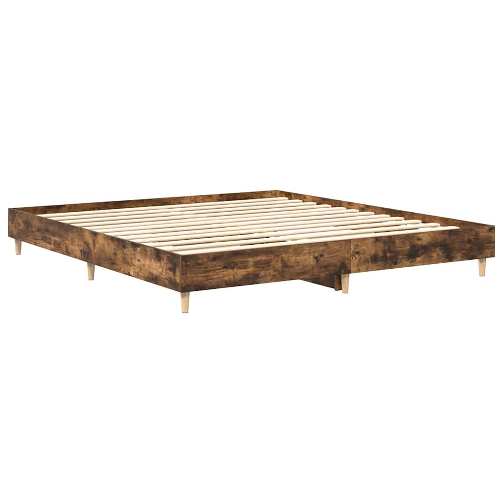 Cadre de lit sans matelas chêne fumé 200x200 cm bois ingénierie